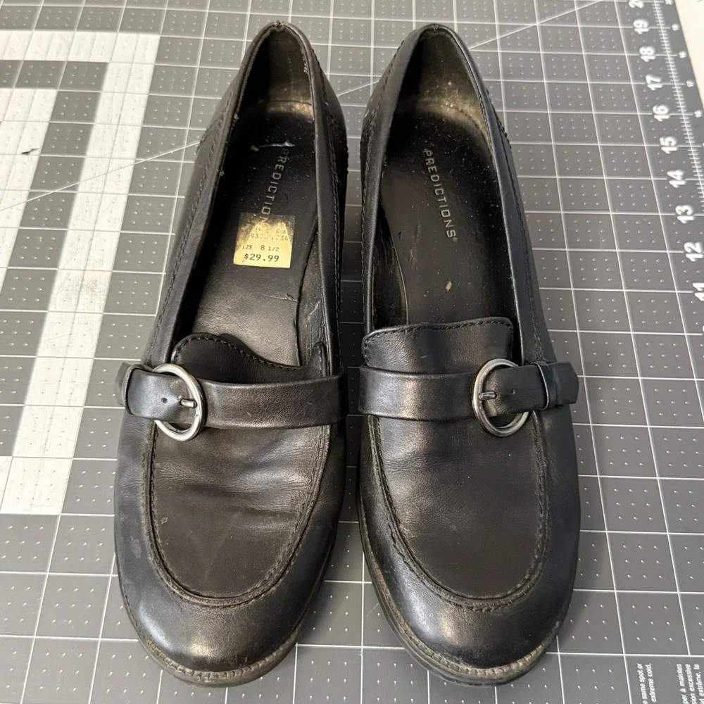 Vintage‎ Y2K Pilgrim Chunky Leather Loafers Black Womens 8.5 Whimsigoth Indie